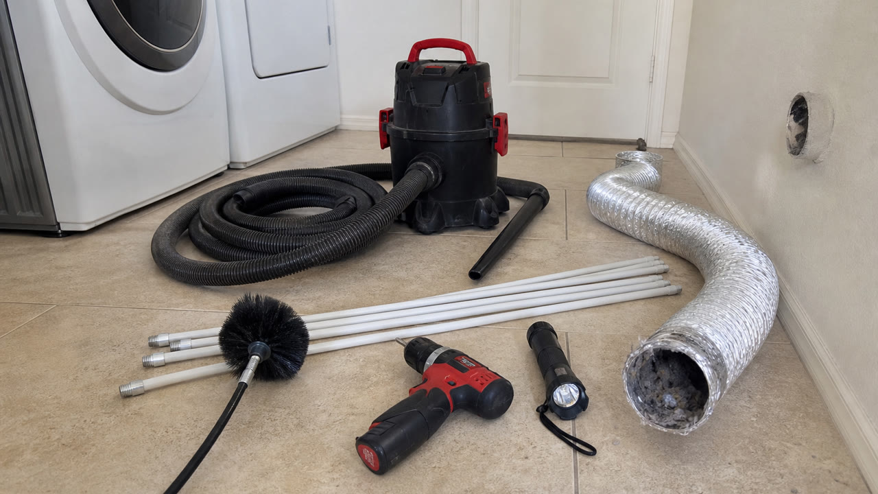 Orlando Dryer Vent Cleaning Equipment Setup near Orlando